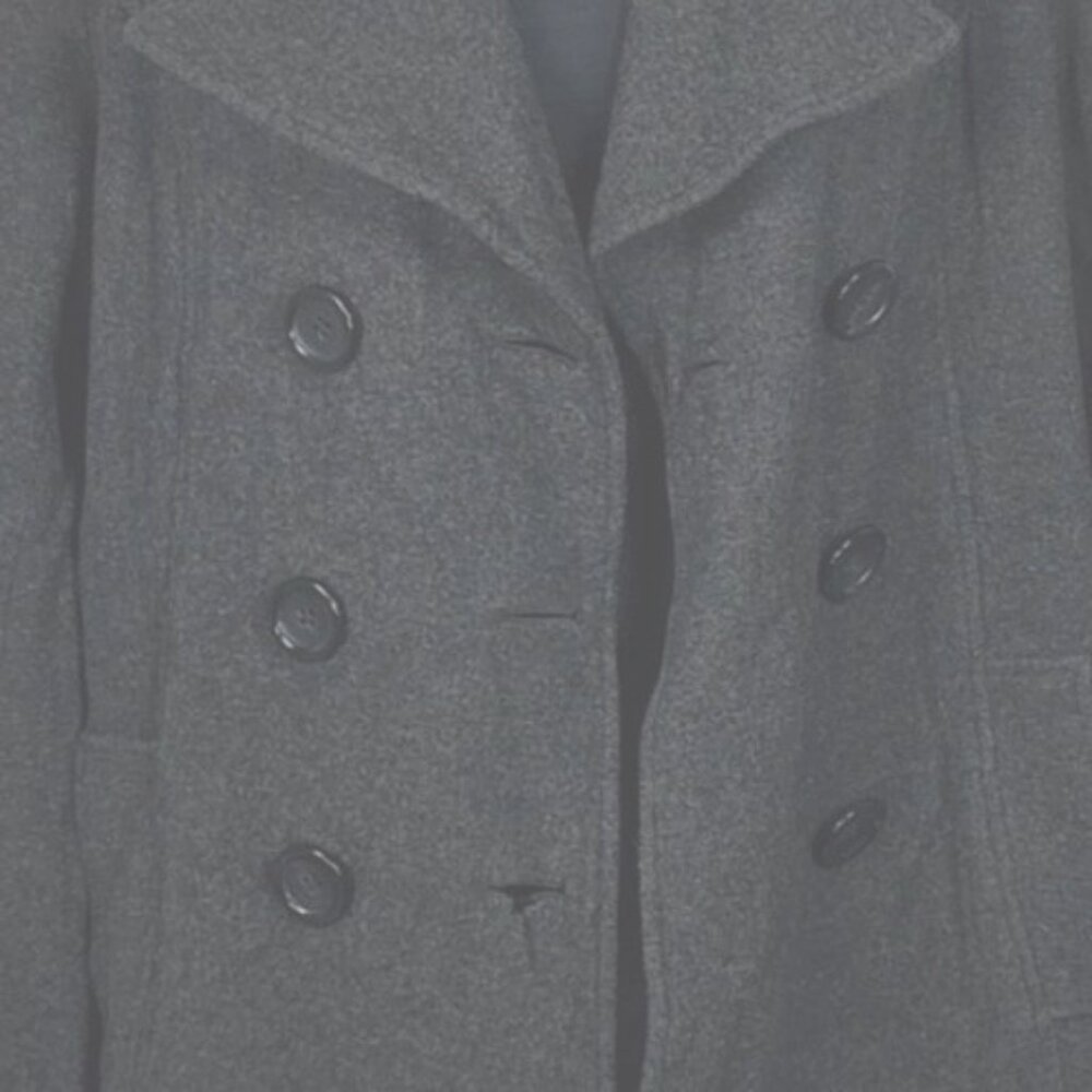 Merona Womens Charcoal Gray Double-Breasted Wool Blend Trench Coat With Belt XL - Picture 4 of 7